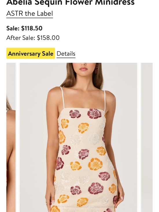 Astr Dresses & Skirts - Astr Sequin Minidress in Cream with Pink Floral Detail